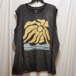 Torrid Sleeveless Muscle Shirt Top Sunshine Ocean Waves Classic Fit 4 4X